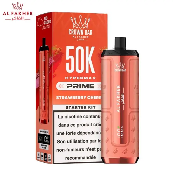 Crown Bar Hyper Max Prime 50K Strawberry Cherry | Al Fakher