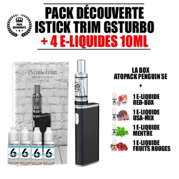 Pack 4 E-Liquides pas cher + E-Cig Kit iStick Trim GSTurbo ELEAF